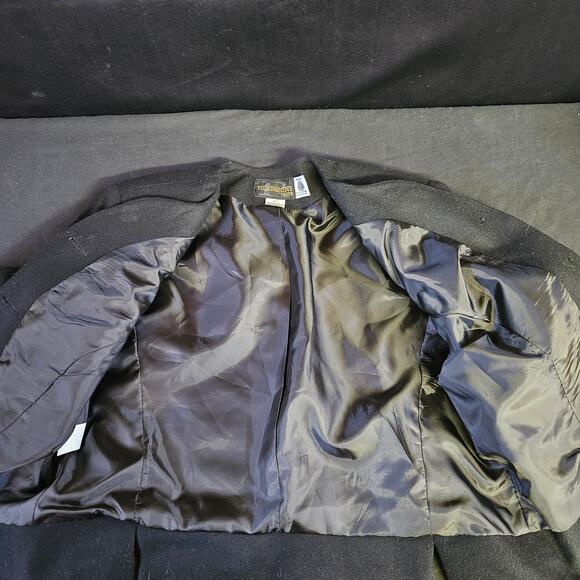 Requirements Petite Black Button Front Women's Wool Blazer Size 10 Suit Jacket - Picture 7 of 10